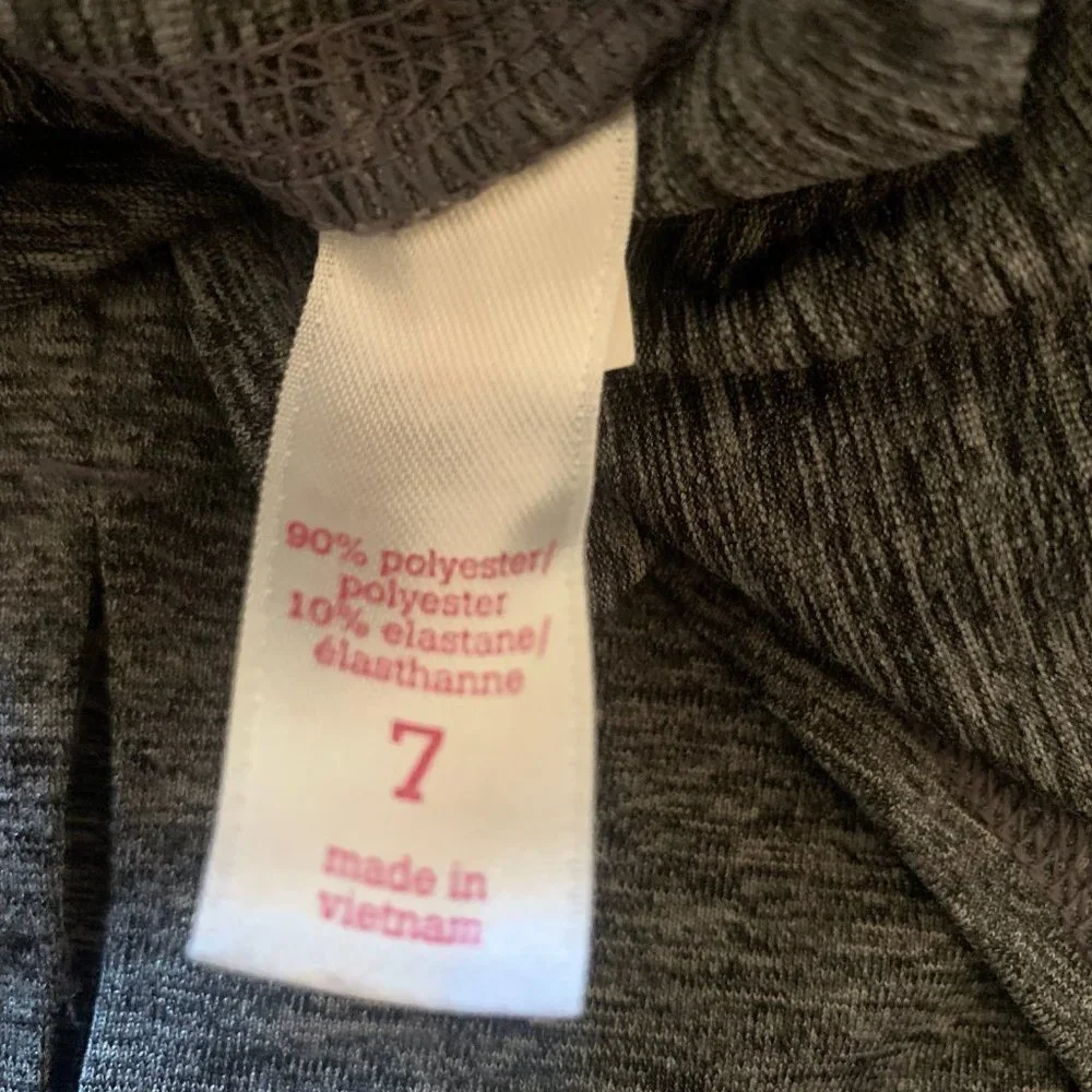 JUSTICE GIRL'S HEATHER GRAY LS 1/4 ZIP ATHLETIC PULL-OVER W/THUMBHOLES 7-EUC